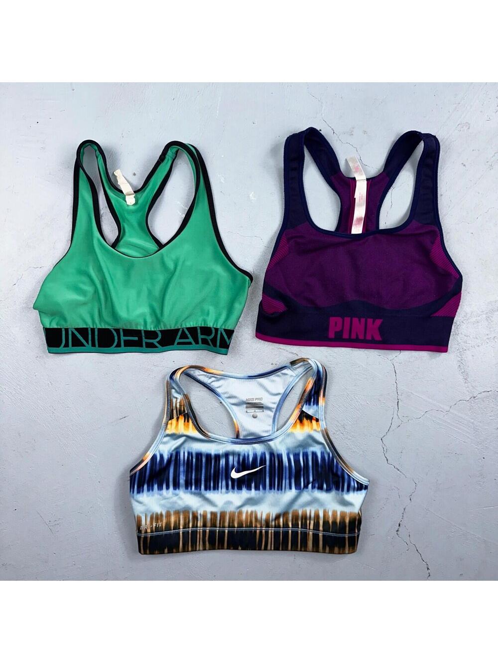 Nike Sports Bra Womens M Swoosh Outdoor Running Workout Lot of 3 Pink